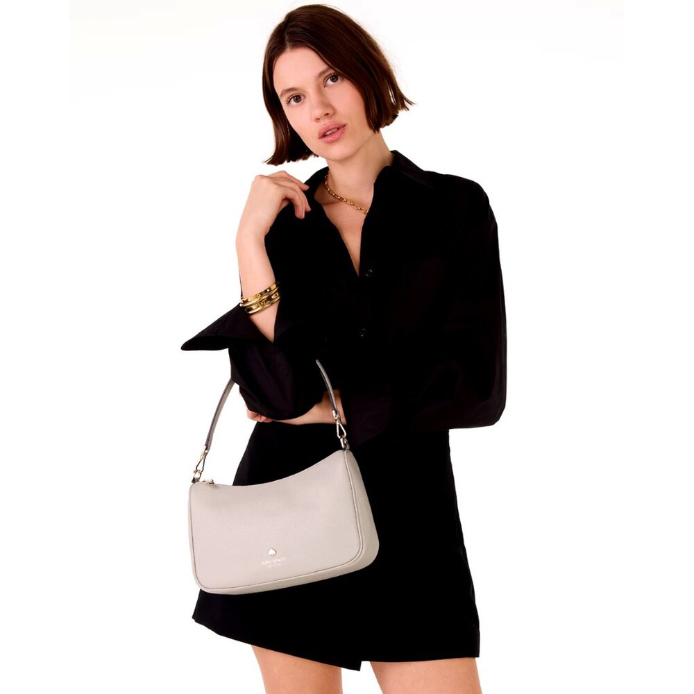 New Kate Spade Emma Medium Shoulder Bag Pebble Leather Cozy Grey - Picture 3 of 5